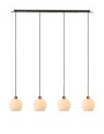Lori Linear Pendant, 4 Light Adjustable E27, Antique Gold/Opal Wine Shades