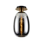 Lori 15cm Round Ceiling Flush, 1 Light Flush Fitting E27, Antique Gold/Chrome Slim Curved Trapezium Shades
