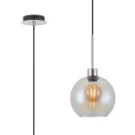 (KOOMS) Lori 1.7m Single Pendant, 1 Light Adjustable E27, Polished Chrome/Iridescent Open Mouth Round Globe Shades
