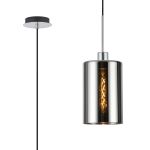 Lori 1.7m Single Pendant, 1 Light Adjustable E27, Polished Chrome/Chrome Cylinder Glass Shade