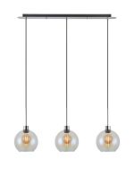 (KOOMS) Lori Linear Pendant, 3 Light Adjustable E27, Polished Chrome/Iridescent Open Mouth Round Globe Shades