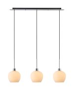 Lori Linear Pendant, 3 Light Adjustable E27, Polished Chrome/Opal Wine Shades