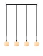 Lori Linear Pendant, 4 Light Adjustable E27, Polished Chrome/Opal Wine Shades