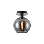 Lori 15cm Round Ceiling Flush, 1 Light Flush Fitting E27, Polished Chrome/Chrome Open Mouth Round Globe Shades