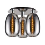 Lori 40cm Round Ceiling Flush, 3 Light Flush Fitting, Polished Chrome/Chrome Slim Curved Trapezium Shades
