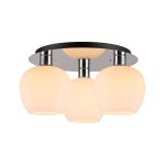 Lori 40cm Round Ceiling Flush, 3 Light Flush Fitting, Polished Chrome/Opal Wine Shades