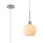 Lori 1.7m Single Pendant, 1 Light Adjustable E27, Satin Nickel/Opal Wine Shades