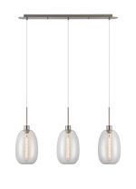 Lori Linear Pendant, 3 Light Adjustable E27, Satin Nickel/Clear Slim Curved Trapezium Shades