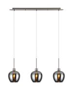 (KOOMS) Lori Linear Pendant, 3 Light Adjustable E27, Satin Nickel/Chrome Wine Shades