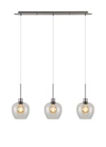 Lori Linear Pendant, 3 Light Adjustable E27, Satin Nickel/Clear Wine Shades