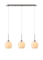 Lori Linear Pendant, 3 Light Adjustable E27, Satin Nickel/Opal Wine Shades