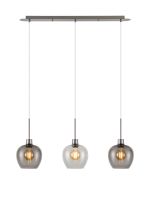 Lori Linear Pendant, 3 Light Adjustable E27, Satin Nickel/Clear/Smoke Wine Shades