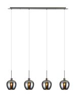 (KOOMS) Lori Linear Pendant, 4 Light Adjustable E27, Satin Nickel/Chrome Wine Shades
