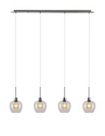 Lori Linear Pendant, 4 Light Adjustable E27, Satin Nickel/Clear Wine Shades