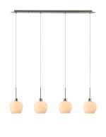 Lori Linear Pendant, 4 Light Adjustable E27, Satin Nickel/Opal Wine Shades
