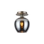 (KOOMS) Lori 15cm Round Ceiling Flush, 1 Light Flush Fitting E27, Satin Nickel/Chrome Wine Shades