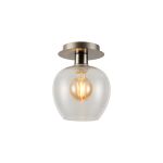 Lori 15cm Round Ceiling Flush, 1 Light Flush Fitting E27, Satin Nickel/Clear Wine Shades