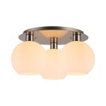 Lori 40cm Round Ceiling Flush, 3 Light Flush Fitting, Satin Nickel/Opal Open Mouth Round Globe Shades