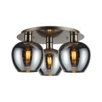 (KOOMS) Lori 40cm Round Ceiling Flush, 3 Light Flush Fitting, Satin Nickel/Chrome Wine Shades