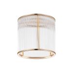 Brai Round 21 x 20cm Non-Electric Glass Rod Shade (B), French Gold / Clear Glass Rods
