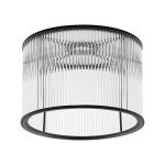 Brai Round 30 x 20cm Non-Electric Glass Rod Shade (C), Satin Black / Clear Glass Rods