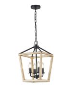 Vella Pendant, 4 Light E14, Wood Effect/Black