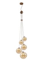 Parmingiano 48cm Cluster Pendant, 5 x G9, Antique Copper/Amber