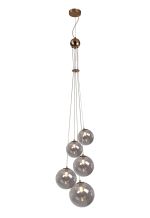 Parmingiano 48cm Cluster Pendant, 5 x G9, Antique Copper/Smoke