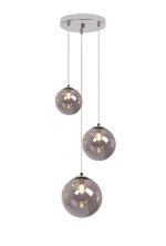 Parmingiano 31cm Round Pendant, 3 x G9, Polished Chrome/Smoke