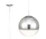 Miranda 40cm Ball Pendant 1 Light E27 Polished Chrome Suspension With Mirrored/Clear Glass Globe