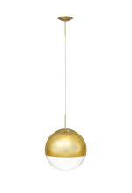 Miranda 25cm Ball Pendant 1 Light E27 Antique Gold Suspension with Gold Mirrored/Clear Glass Globe