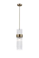 Mikka 12.5cm Single Pendant, 1 Light E14, IP44, Antique Brass/Clear