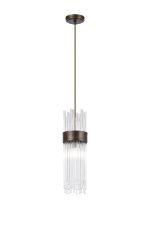 Mikka 12.5cm Single Pendant, 1 Light E14, IP44, Painted Bronze/Clear
