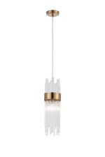 Mikka 12.5cm Single Pendant, 1 Light E14, IP44, Gold/Clear
