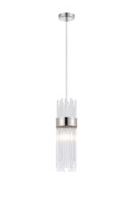 Mikka 12.5cm Single Pendant, 1 Light E14, IP44, Polished Nickel/Clear