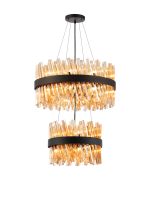 Modus 2 Tier 40cm + 60cm Pendant, 10 + 18 Light G9, Satin Black/Amber, Item Weight: 27kg