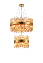 Modus 2 Tier 40cm + 60cm Pendant, 10 + 18 Light G9, Brass/Amber, Item Weight: 27kg