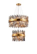 Modus 2 Tier 40cm + 60cm Pendant, 10 + 18 Light G9, Brass/Smoke, Item Weight: 27kg
