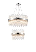 Modus 2 Tier 40cm + 60cm Pendant, 10 + 18 Light G9, Polished Nickel/Clear, Item Weight: 27kg