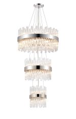 Modus 3 Tier 25cm + 40cm + 60cm Pendant, 6 + 10 + 18 Light G9, Polished Nickel/Clear, Item Weight: 34kg