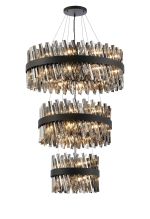 Modus 3 Tier 40cm + 60cm + 80cm Pendant, 10 + 18 + 24 Light G9, Satin Black/Smoke, Item Weight: 50kg