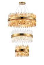 Modus 3 Tier 40cm + 60cm + 80cm Pendant, 10 + 18 + 24 Light G9, Brass/Amber/Clear, Item Weight: 50kg