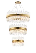 Modus 3 Tier 40cm + 60cm + 80cm Pendant, 10 + 18 + 24 Light G9, Brass/Clear, Item Weight: 50kg
