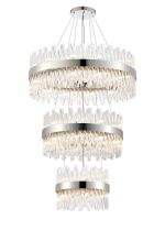 Modus 3 Tier 40cm + 60cm + 80cm Pendant, 10 + 18 + 24 Light G9, Polished Nickel/Clear, Item Weight: 50kg