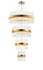 Modus 4 Tier 25cm + 40cm + 60cm + 80cm Pendant, 6 + 10 + 18 + 24 Light G9, Brass/Clear, Item Weight: 56kg