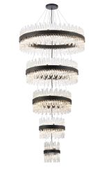 Modus 5 Tier 25cm + 40cm + 60cm + 80cm + 1m Pendant, 6 + 10 + 18 + 24 + 32 Light G9, Satin Black/Clear, Item Weight: 86kg