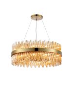 Modus 80cm 24 Light G9, Pendant Round, Brass / Amber Item Weight: 23.13kg