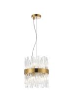 Modus Pendant Round 25cm 6 Light G9, Brass / Clear Sculpted Glass