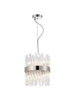 Modus Pendant Round 25cm 6 Light G9, Polished Nickel/Clear Sculpted Glass