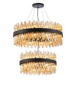 Modus 2 Tier 60cm + 80cm Pendant, 18 + 24 Light G9, Satin Black/Amber Item Weight: 41kg